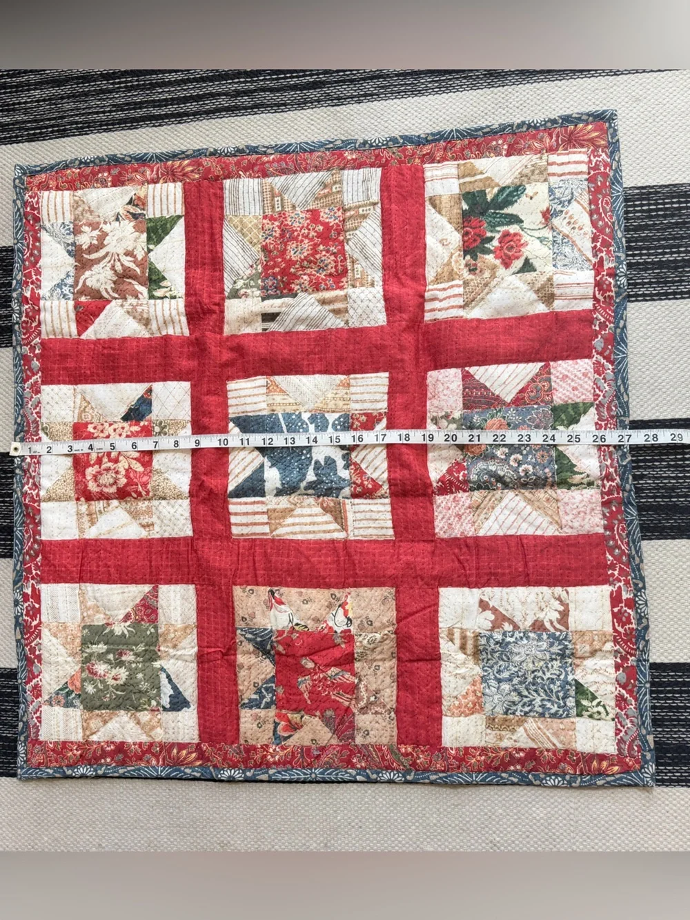 Pottery Barn Emerson Reversible Quilted Sham Red Patchwork Star Pillow Case New